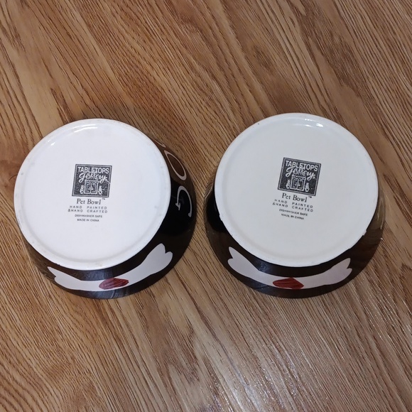 Tabletops Gallery Pet Bowls Set of Two I Love My Dog Small Black White Red 5"X2" - Picture 3 of 9